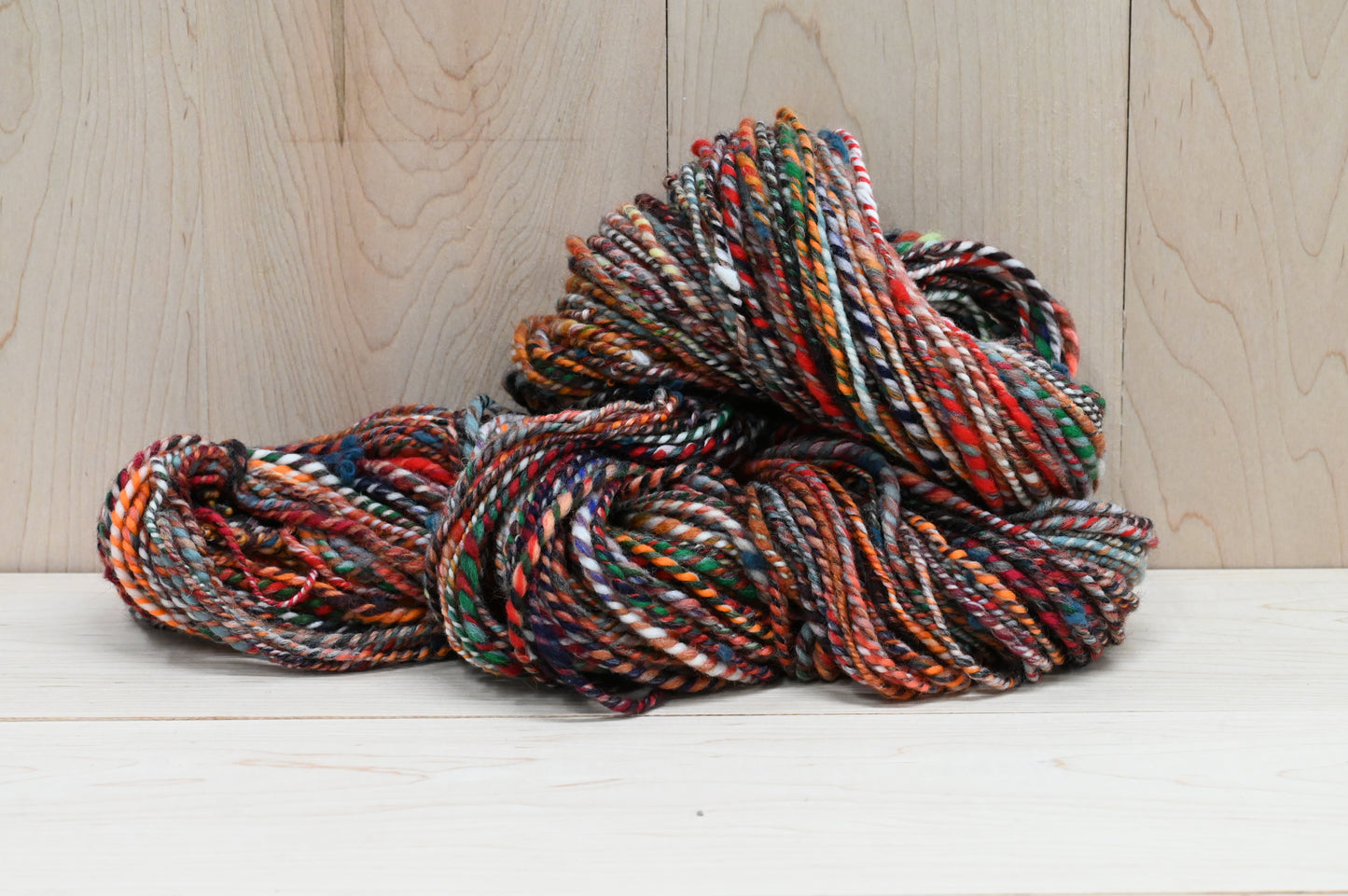 Handspun Dark Autumn Brick Red Blended Yarn Using 100% Wool