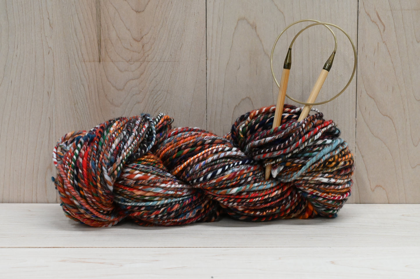 Handspun Dark Autumn Brick Red Blended Yarn Using 100% Wool