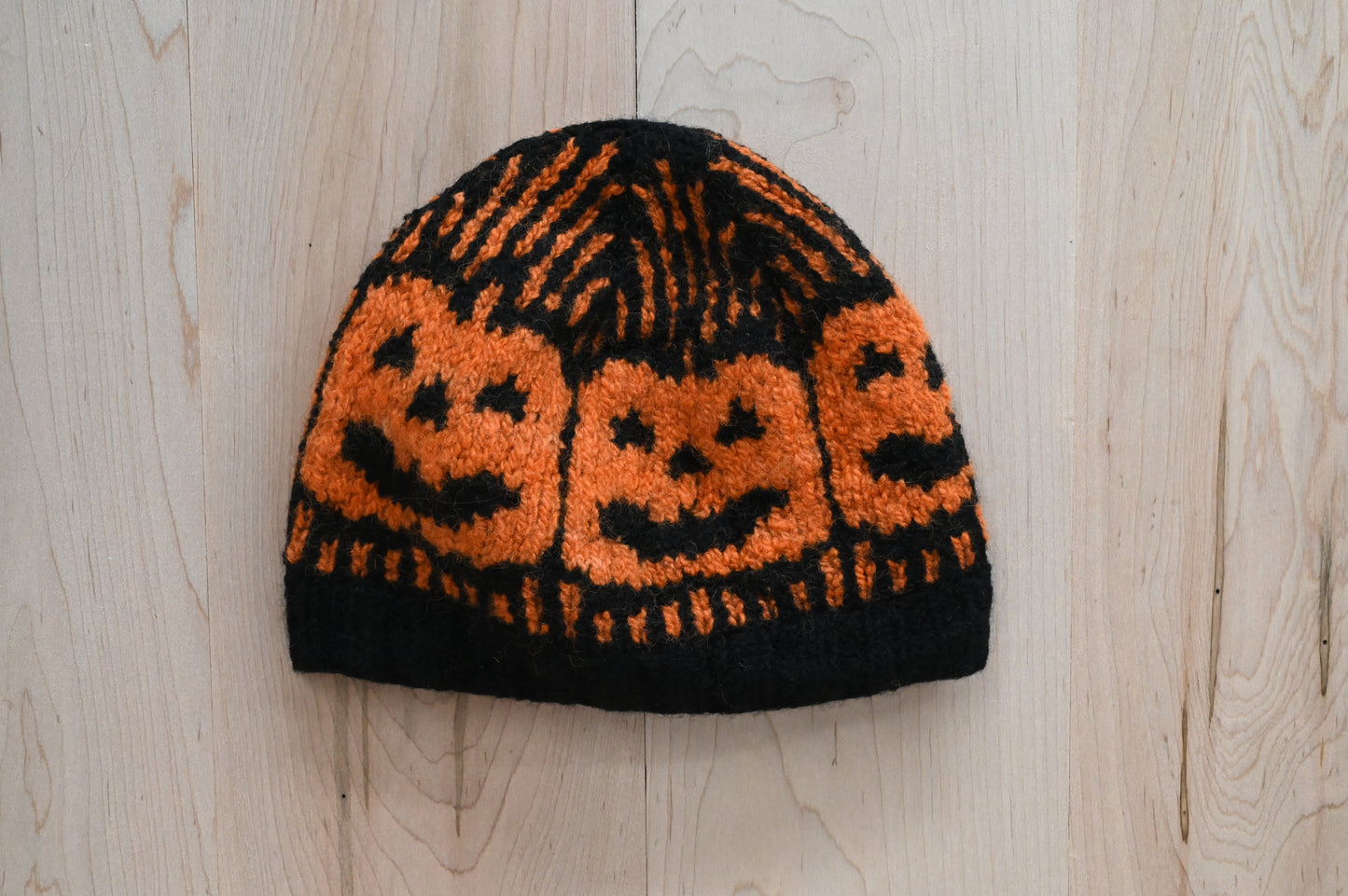 Handmade Children's Felted Smiling Jack-O'-Lantern Hat Using 100% Wool