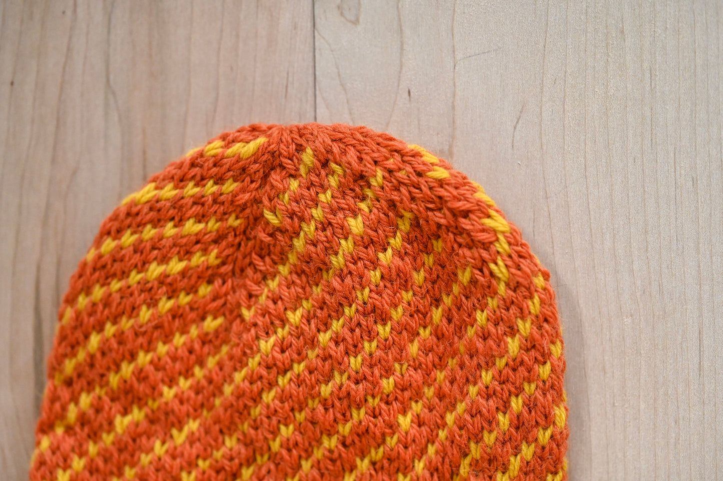Handmade Orange and Yellow Barber-Pole Hat Using 100% Wool