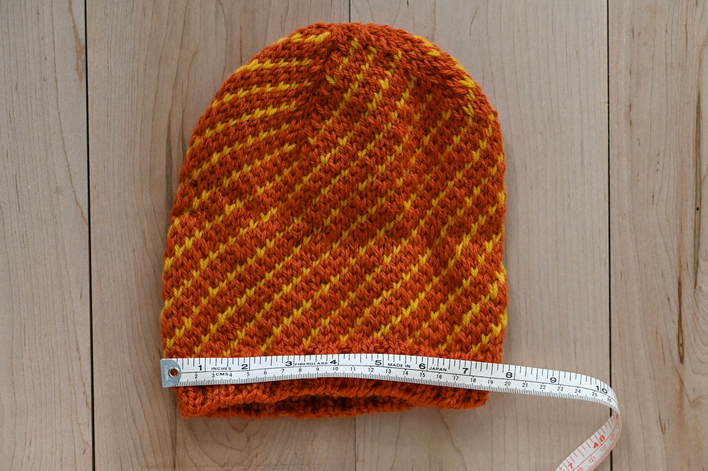 Handmade Orange and Yellow Barber-Pole Hat Using 100% Wool