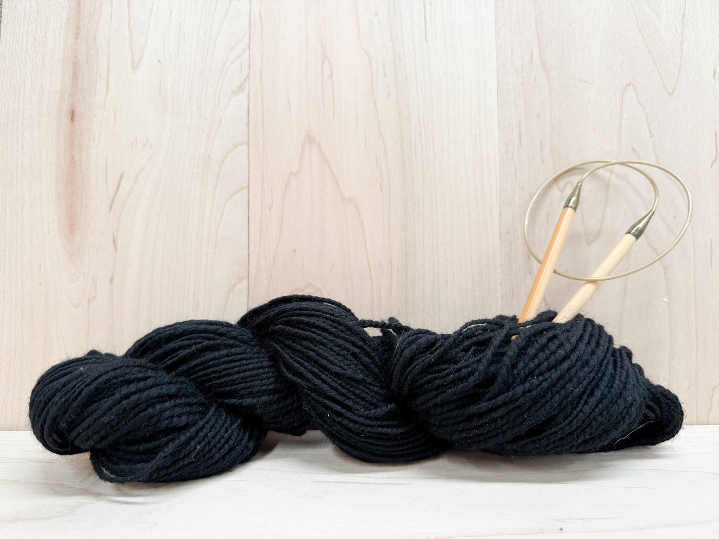 Handmade Obsidian Jet Black Wool Yarn Using 100% Ethical Wool