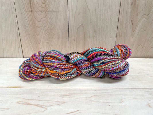 Handspun Vibrant Purple, Orange, and Multicolor Yarn Using 100% Wool