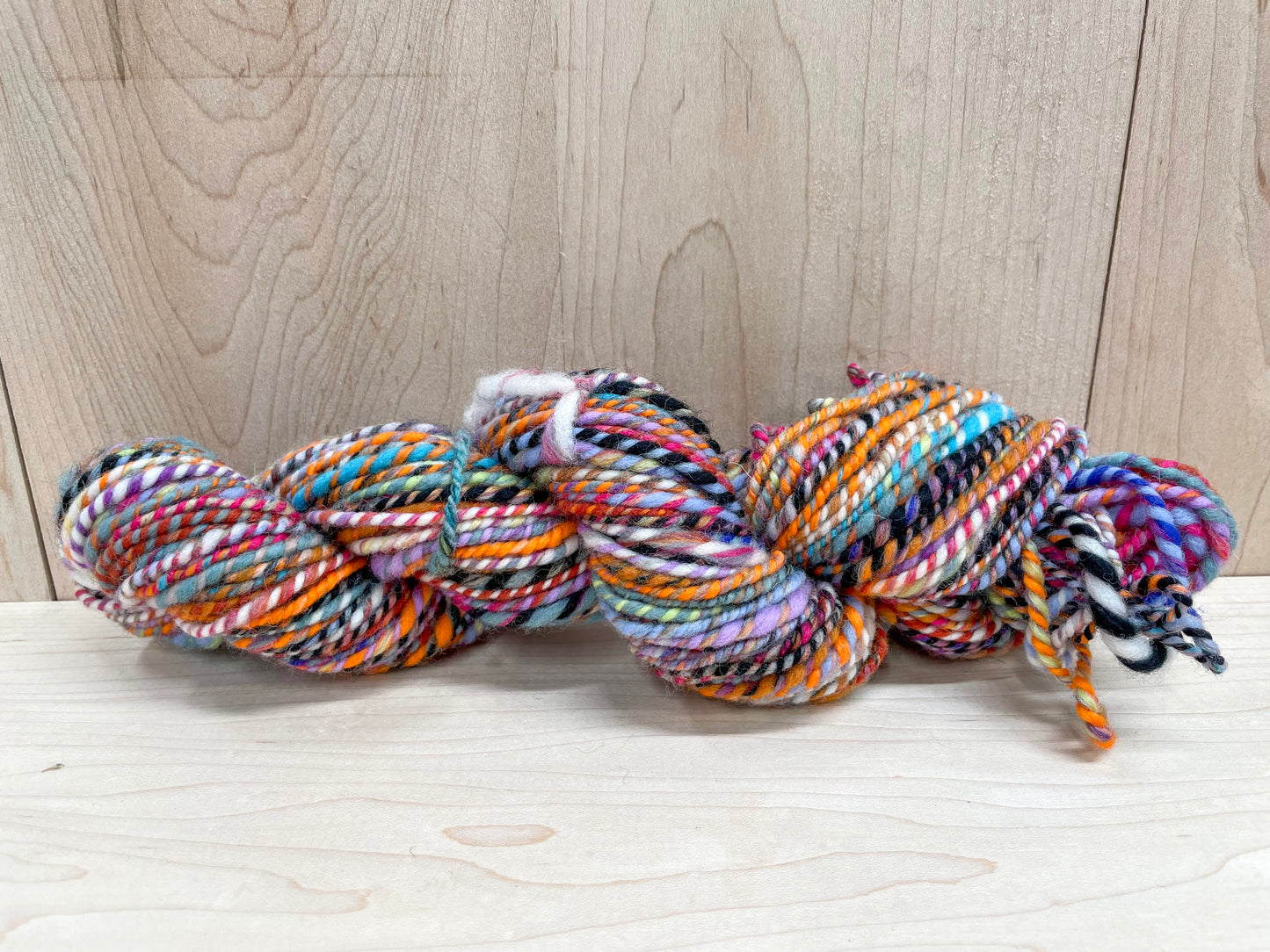 Handspun Orange, Green, Blue, Purple, and Multicolor Yarn Using 100% Wool