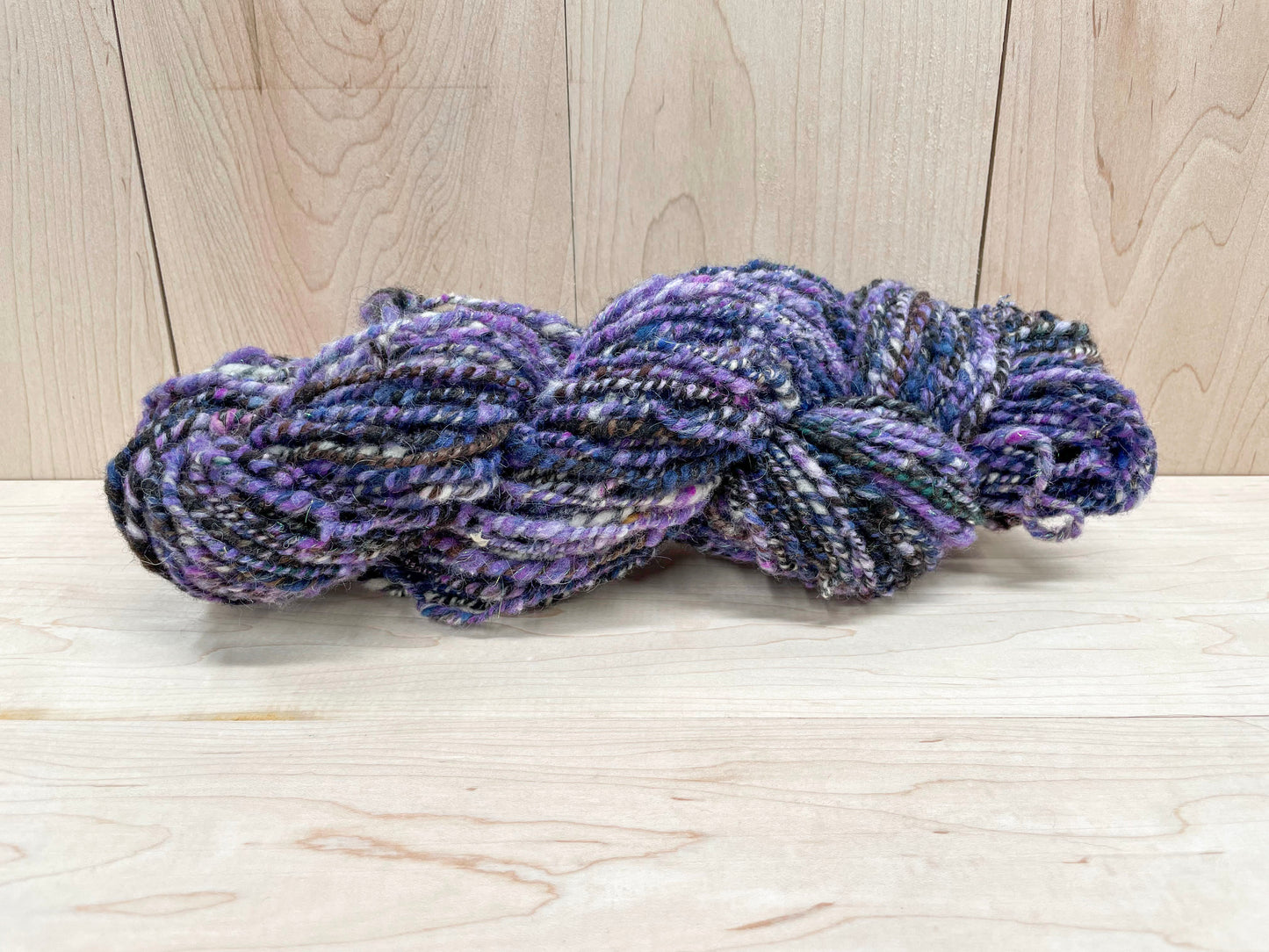 Handspun Sparkling Amethyst Geode Tweed Yarn Using 100% Wool and Angelina Fiber