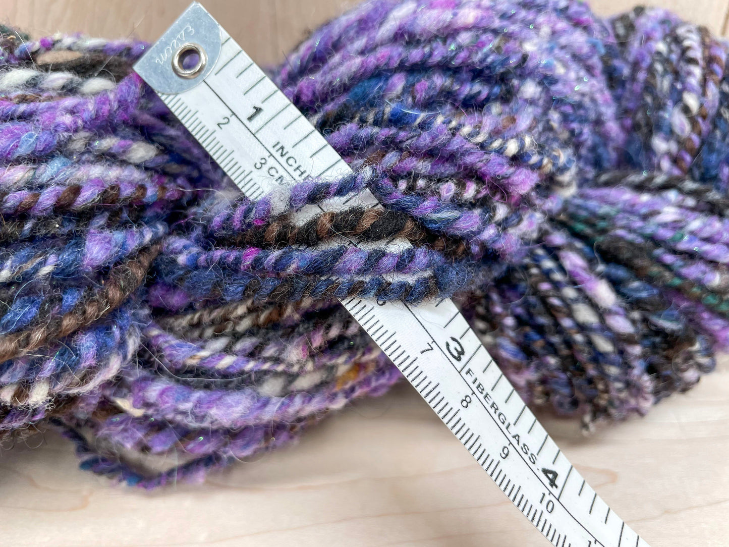 Handspun Sparkling Amethyst Geode Tweed Yarn Using 100% Wool and Angelina Fiber