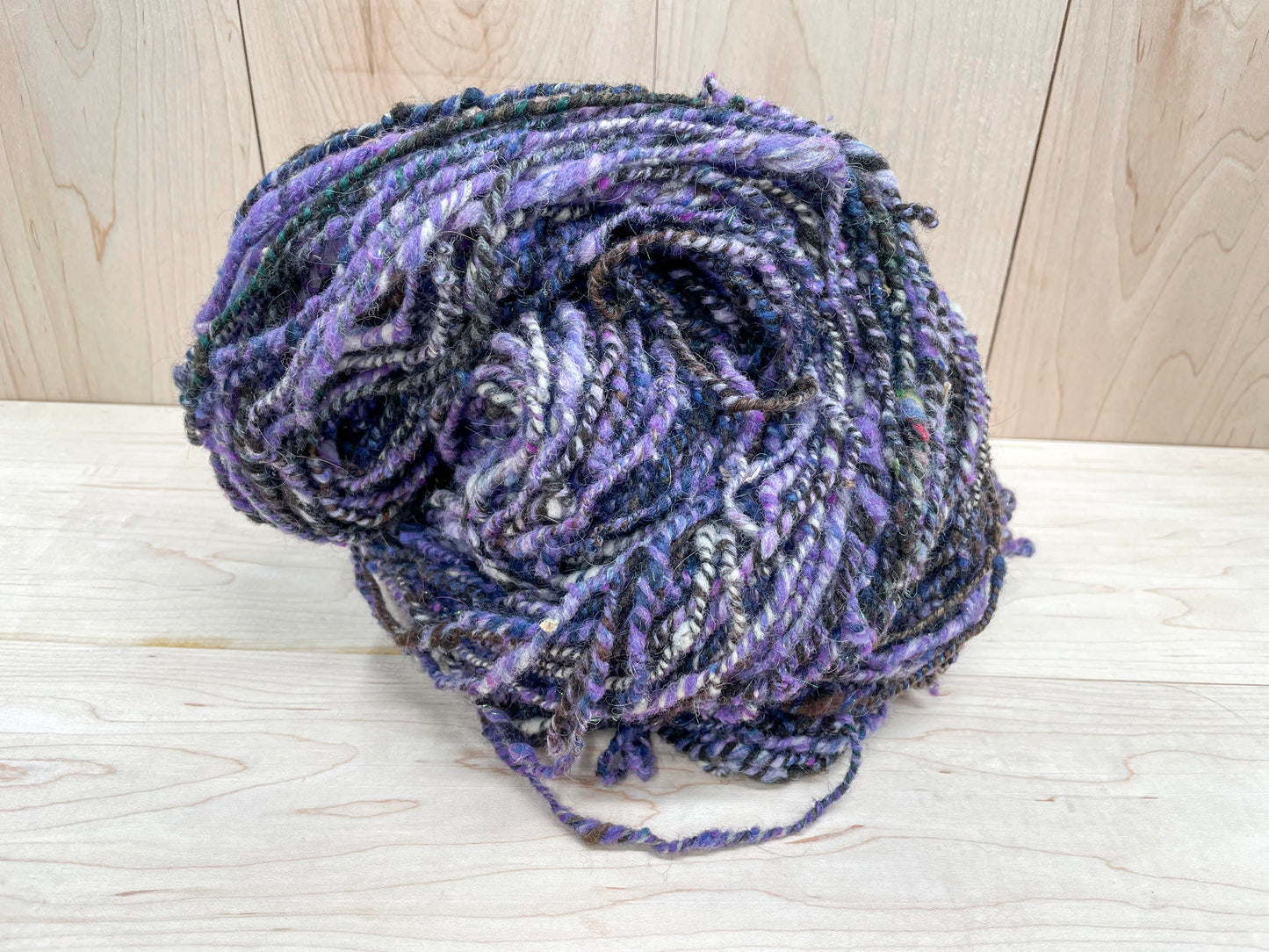 Handspun Sparkling Amethyst Geode Tweed Yarn Using 100% Wool and Angelina Fiber