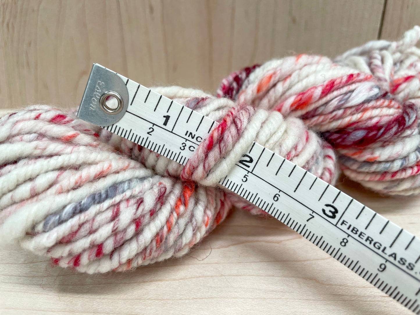 Handspun Snowy Hearts Wool-Blend Yarn Mini Skein