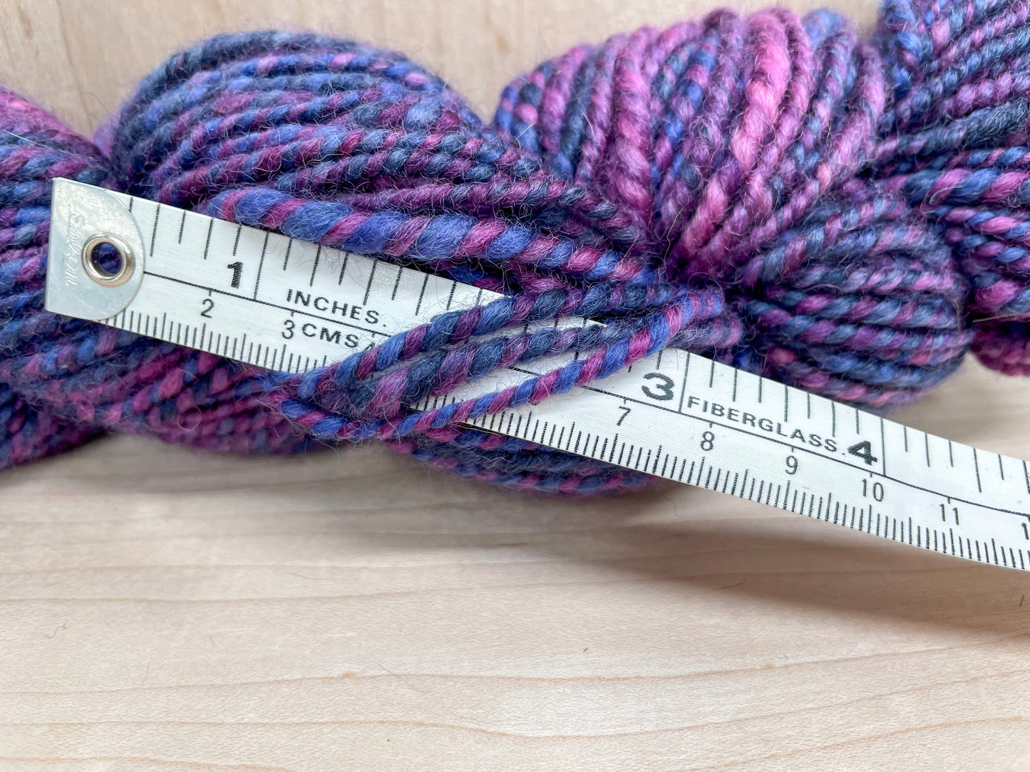 Handspun Deep Berry Night Yarn Using 100% Wool