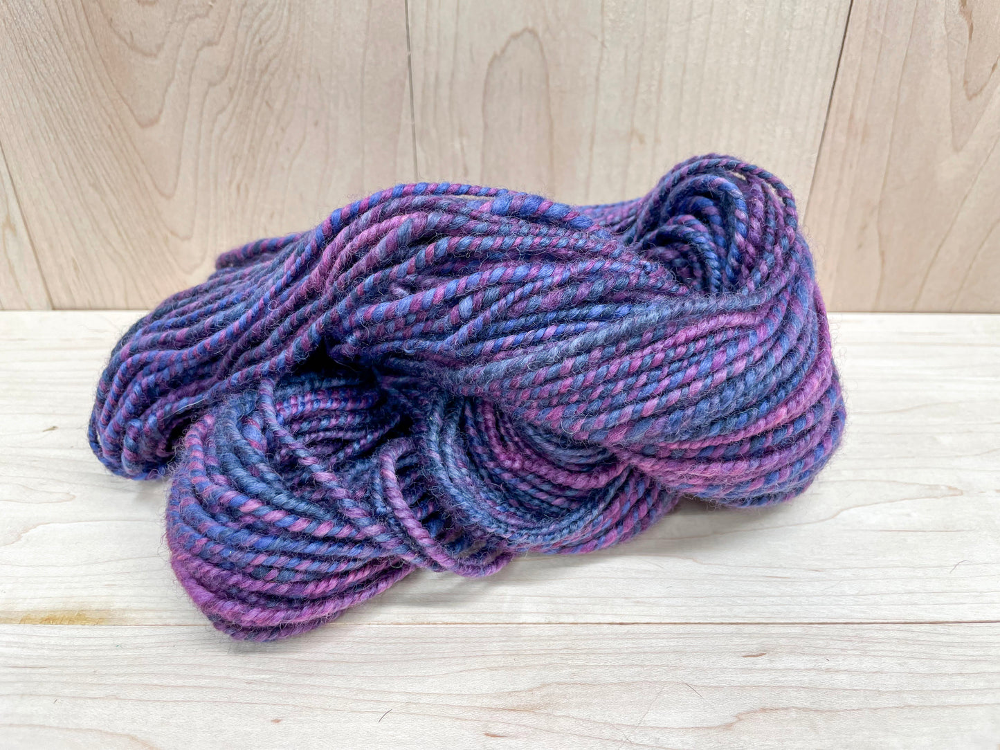 Handspun Deep Berry Night Yarn Using 100% Wool