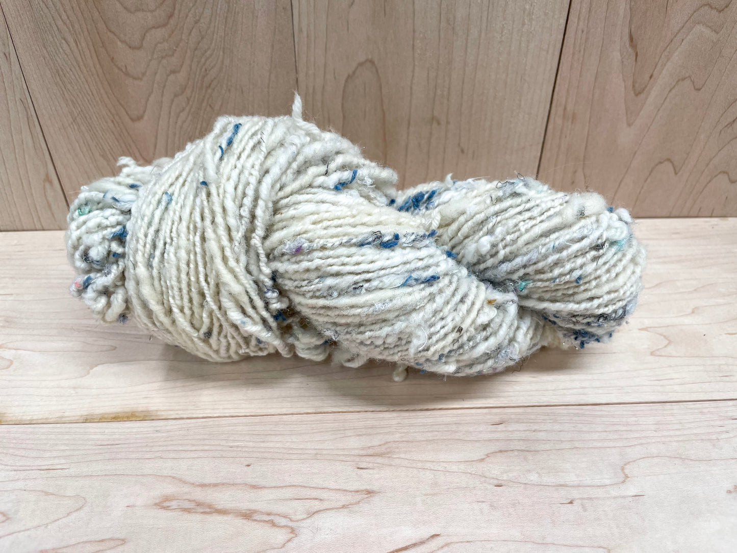 Handspun Snowy Collage Art Yarn Using Mixed Recycled Materials