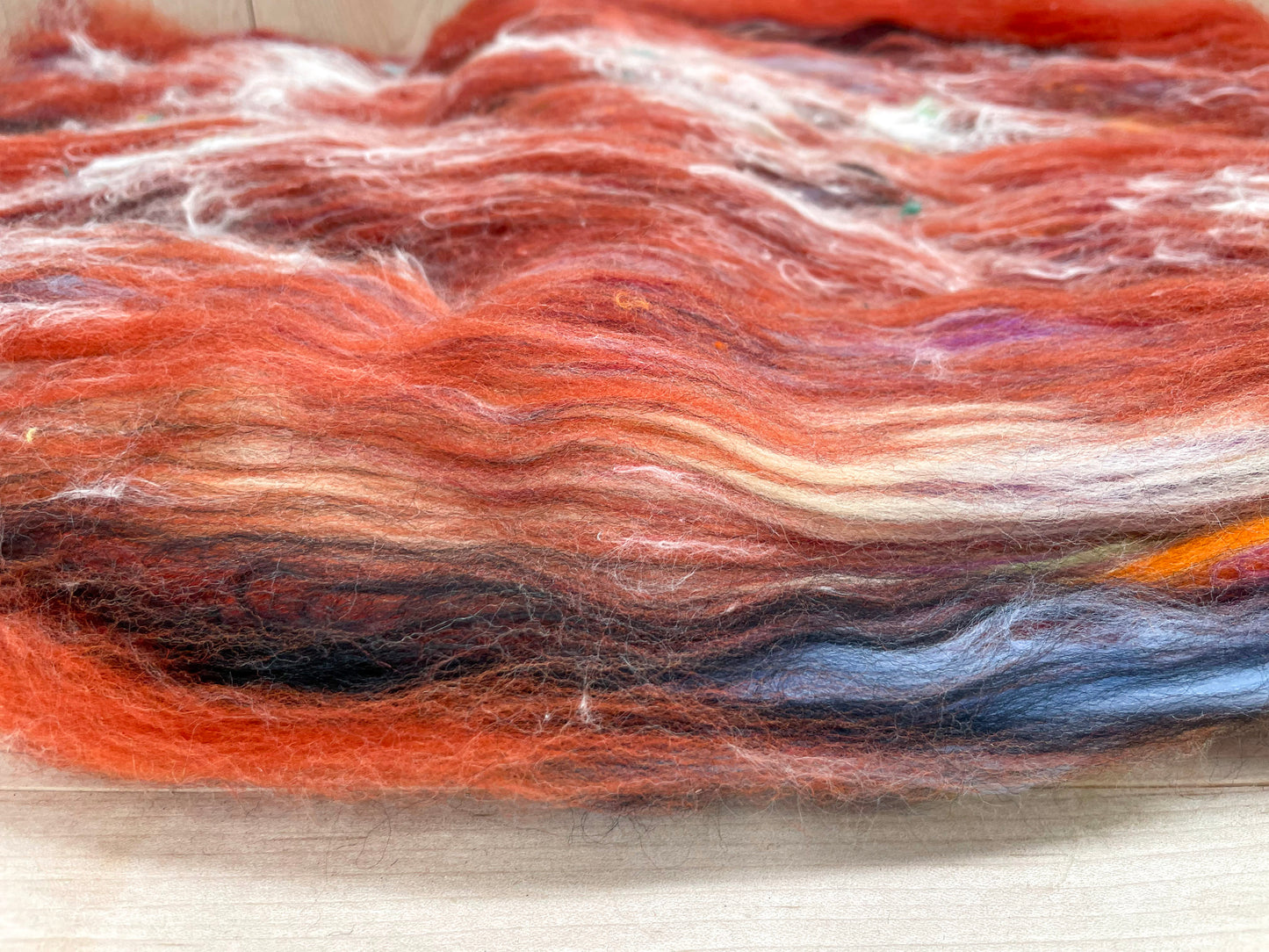 Handmade Vibrant Springtime Wool Art Batt Using Sustainable Materials