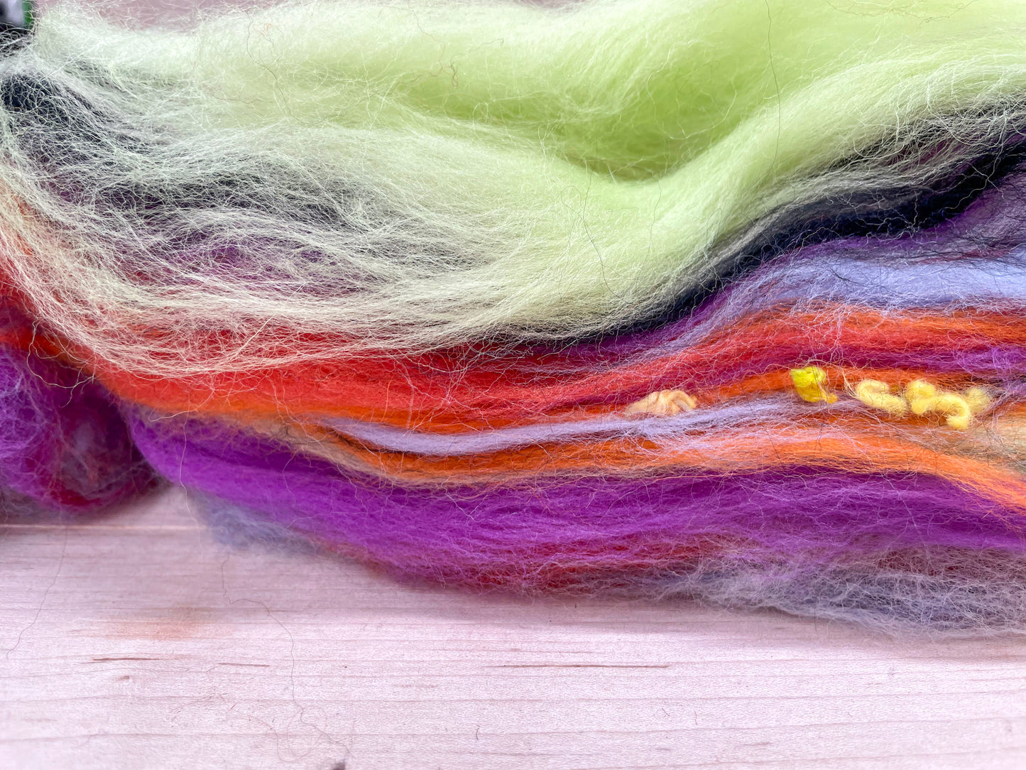 Handmade Vibrant Springtime Wool Art Batt Using Sustainable Materials