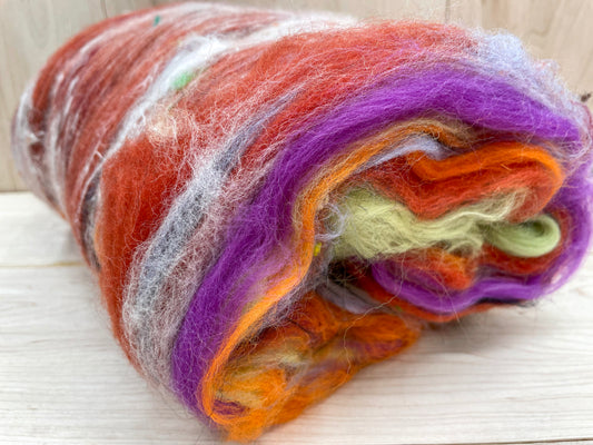 Handmade Vibrant Springtime Wool Art Batt Using Sustainable Materials