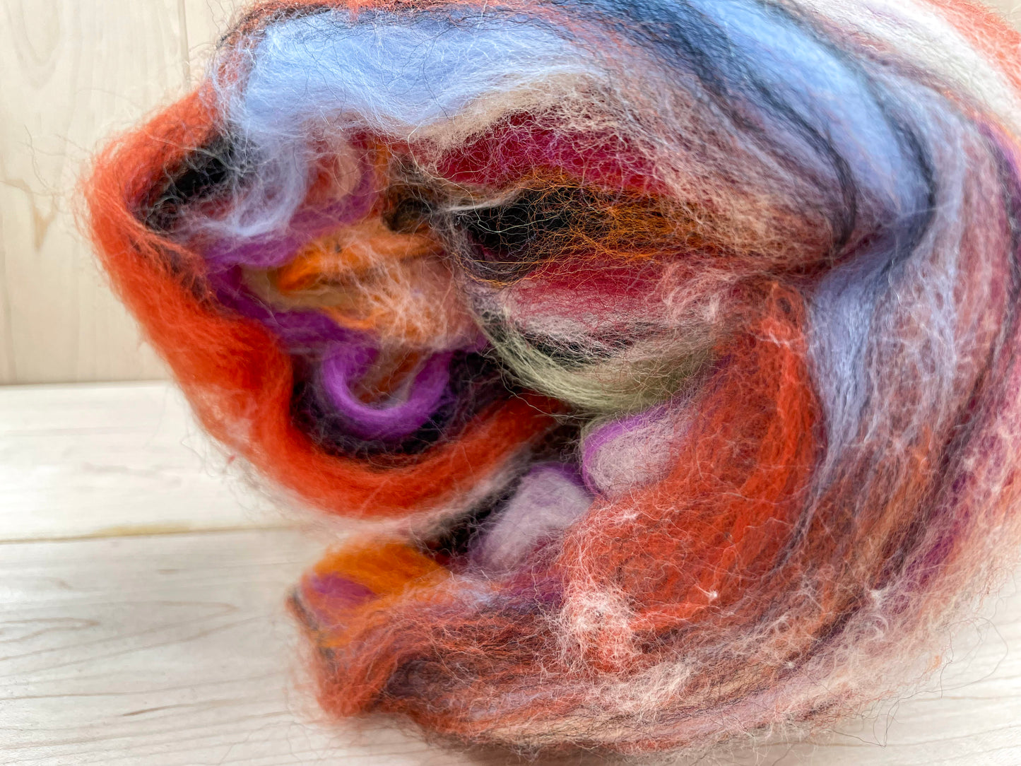 Handmade Vibrant Springtime Wool Art Batt Using Sustainable Materials