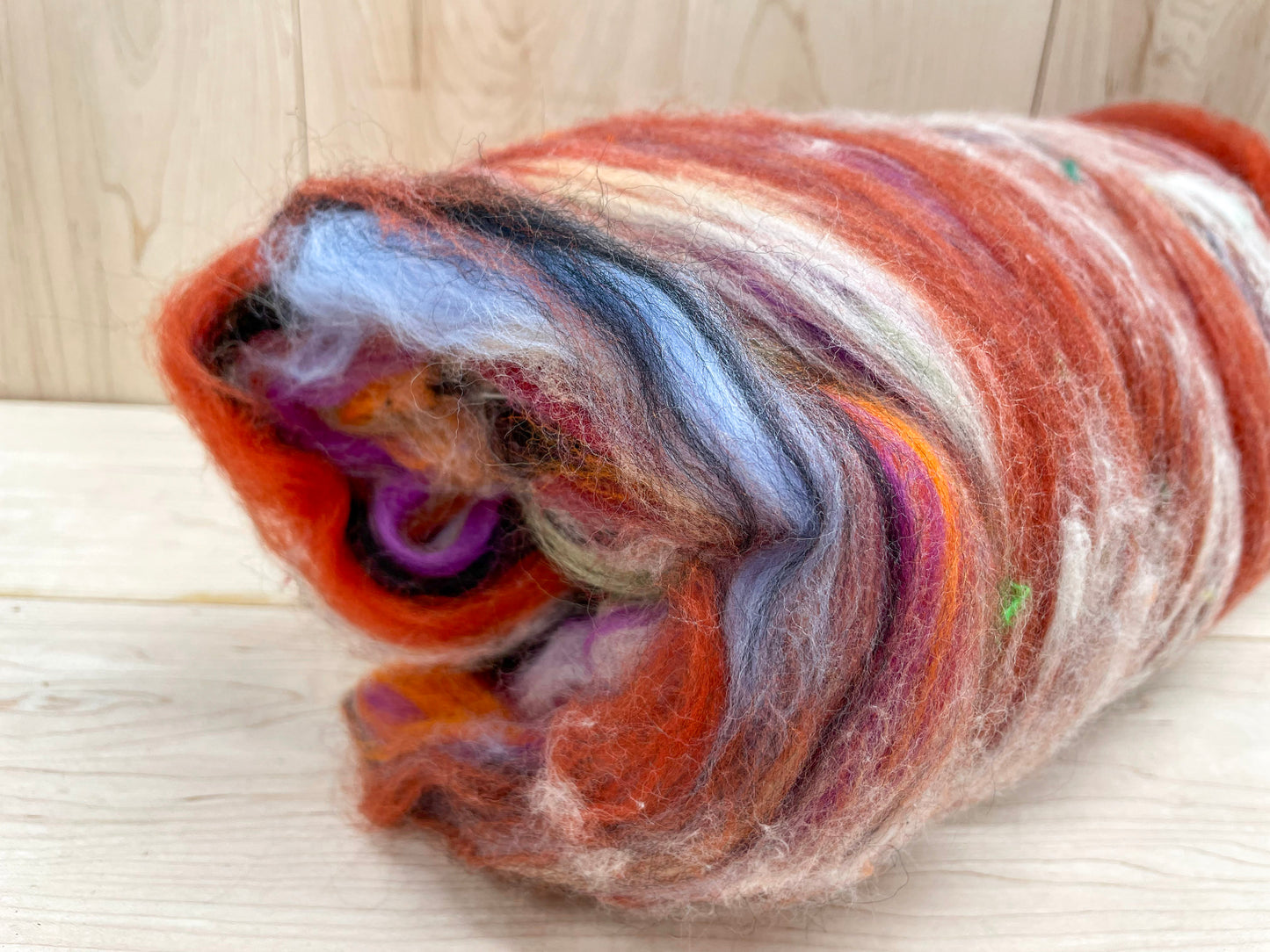 Handmade Vibrant Springtime Wool Art Batt Using Sustainable Materials