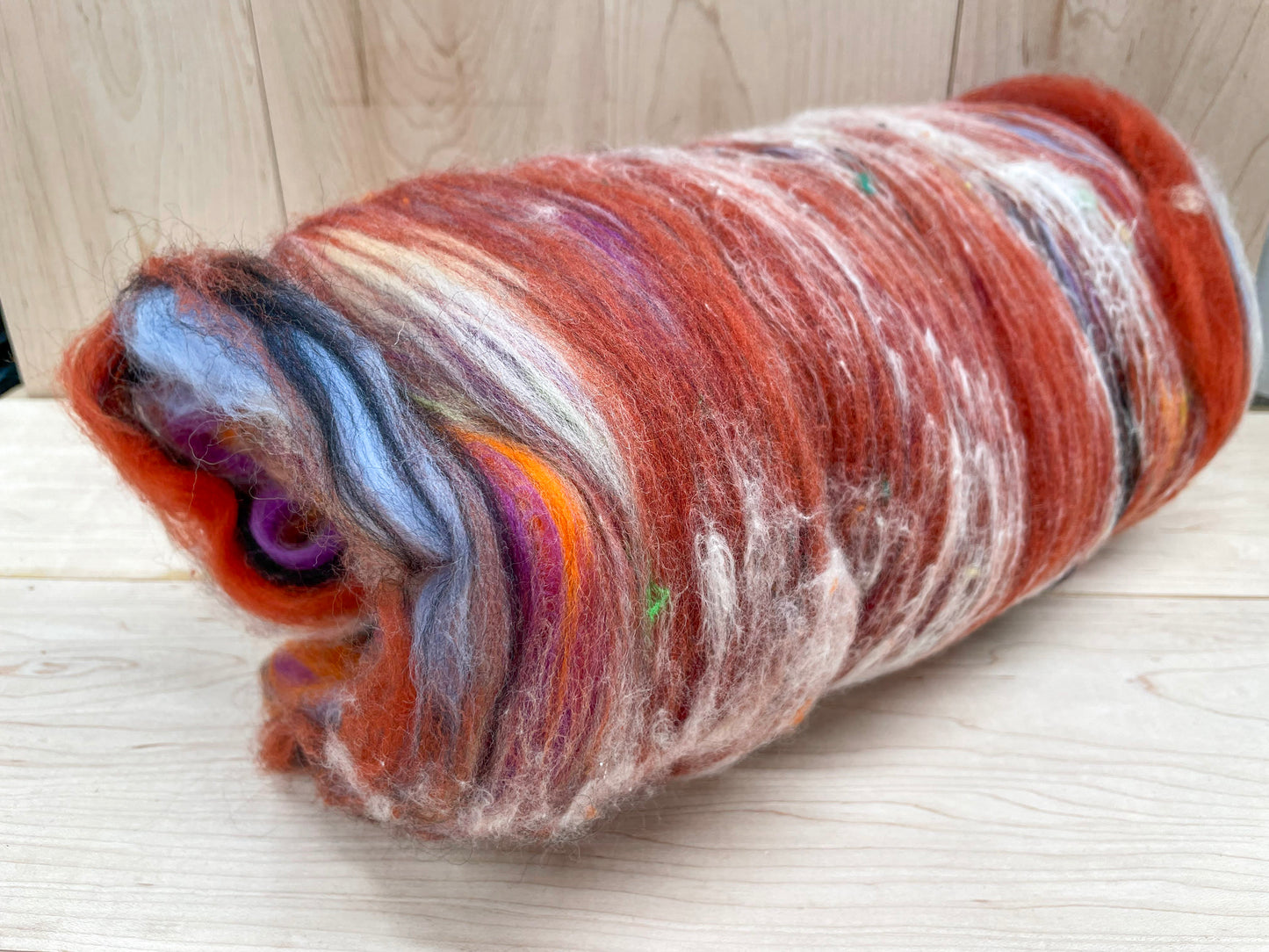 Handmade Vibrant Springtime Wool Art Batt Using Sustainable Materials