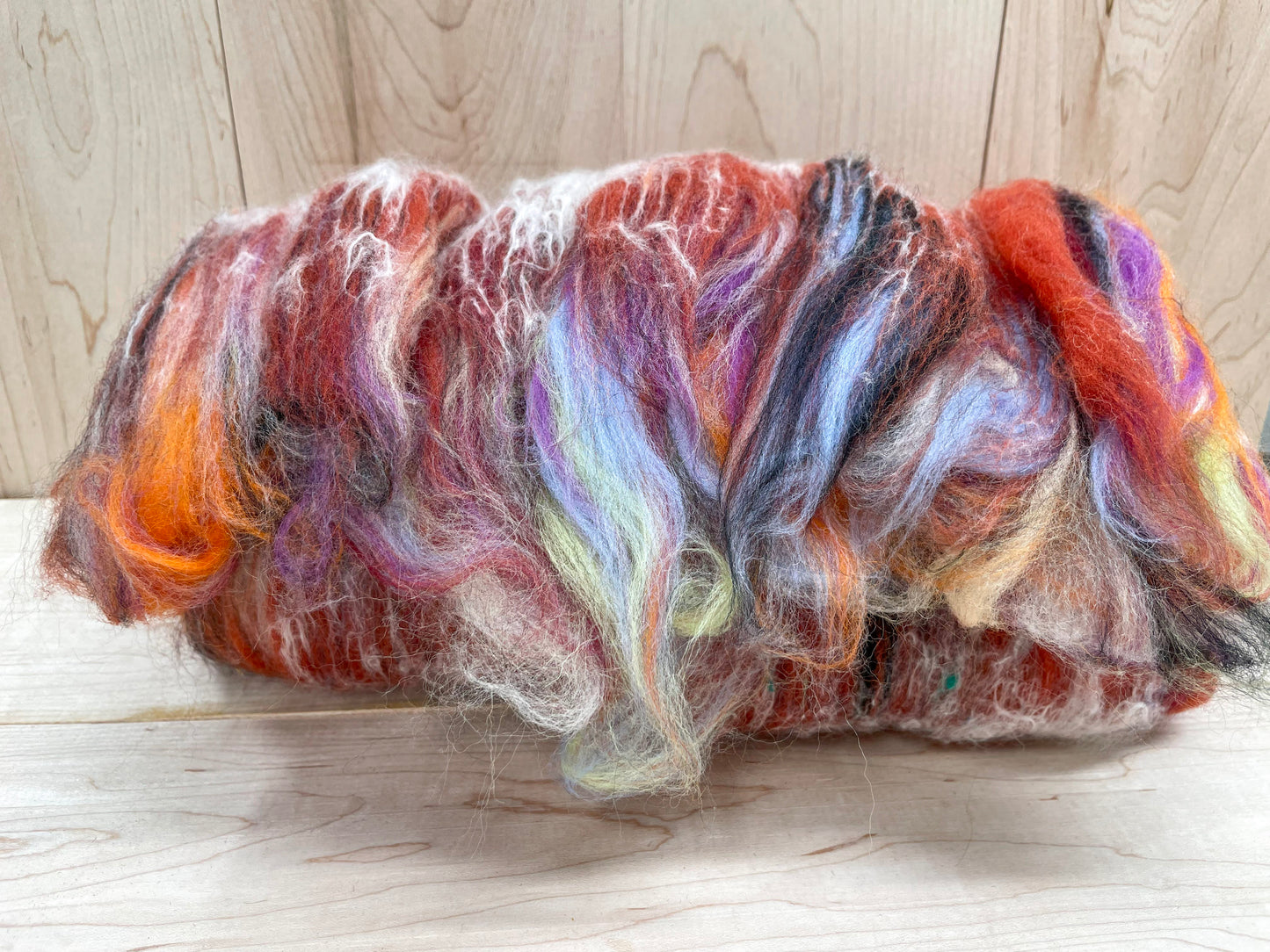 Handmade Vibrant Springtime Wool Art Batt Using Sustainable Materials
