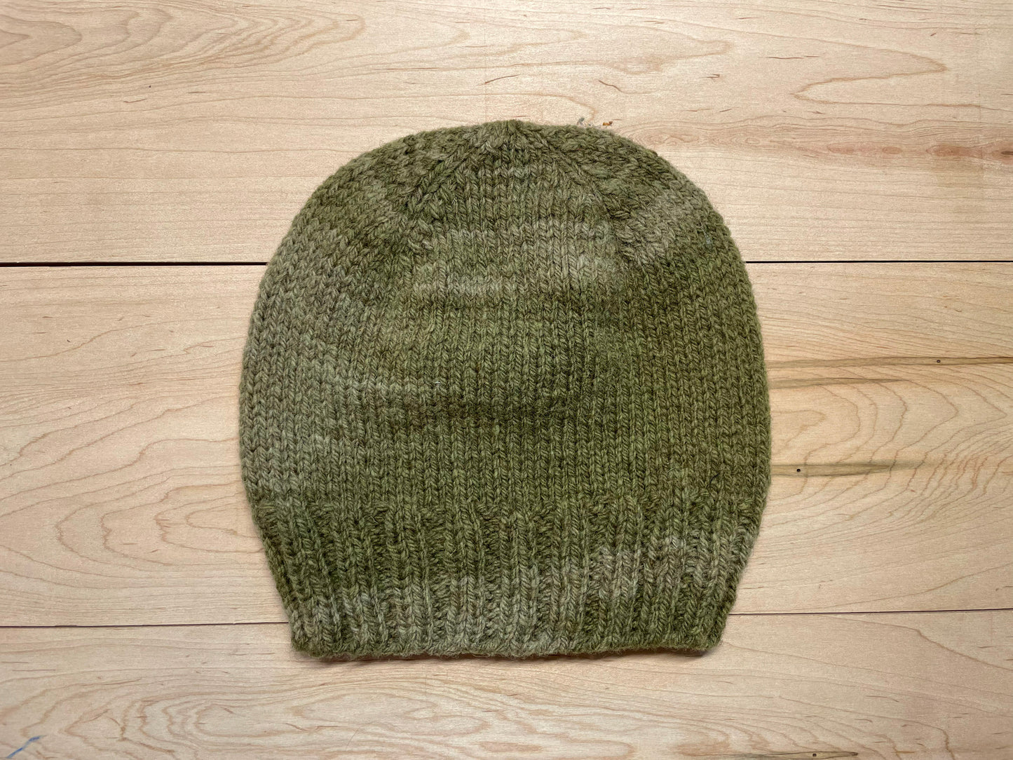 Handmade Tonal Olive Semi-Felted Beanie Using 100% Wool