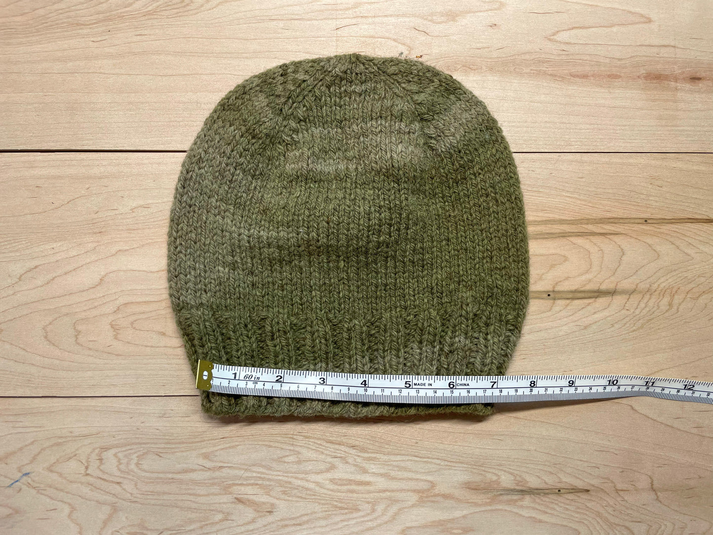 Handmade Tonal Olive Semi-Felted Beanie Using 100% Wool