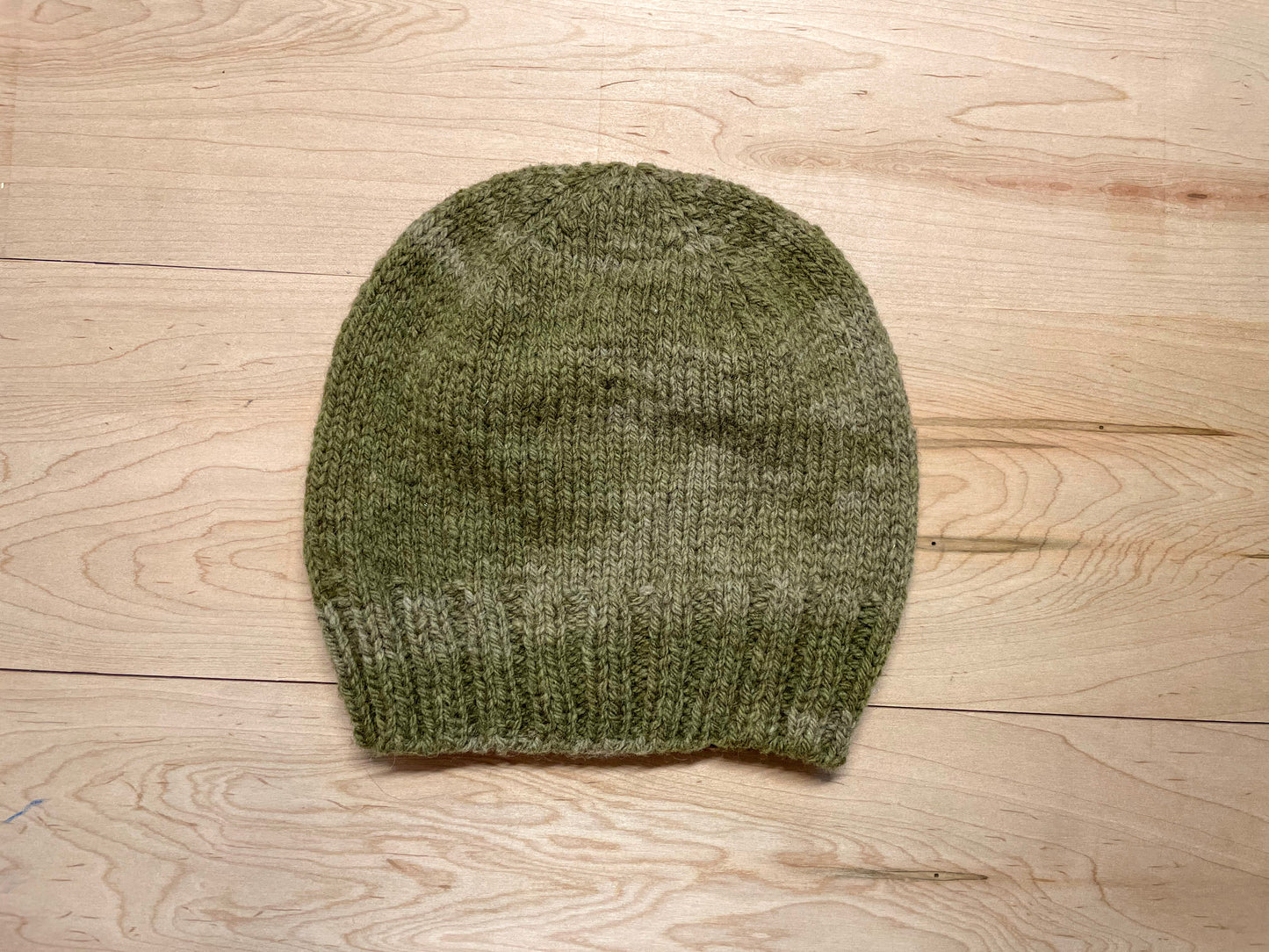 Handmade Tonal Olive Semi-Felted Beanie Using 100% Wool