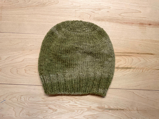 Handmade Tonal Olive Semi-Felted Beanie Using 100% Wool