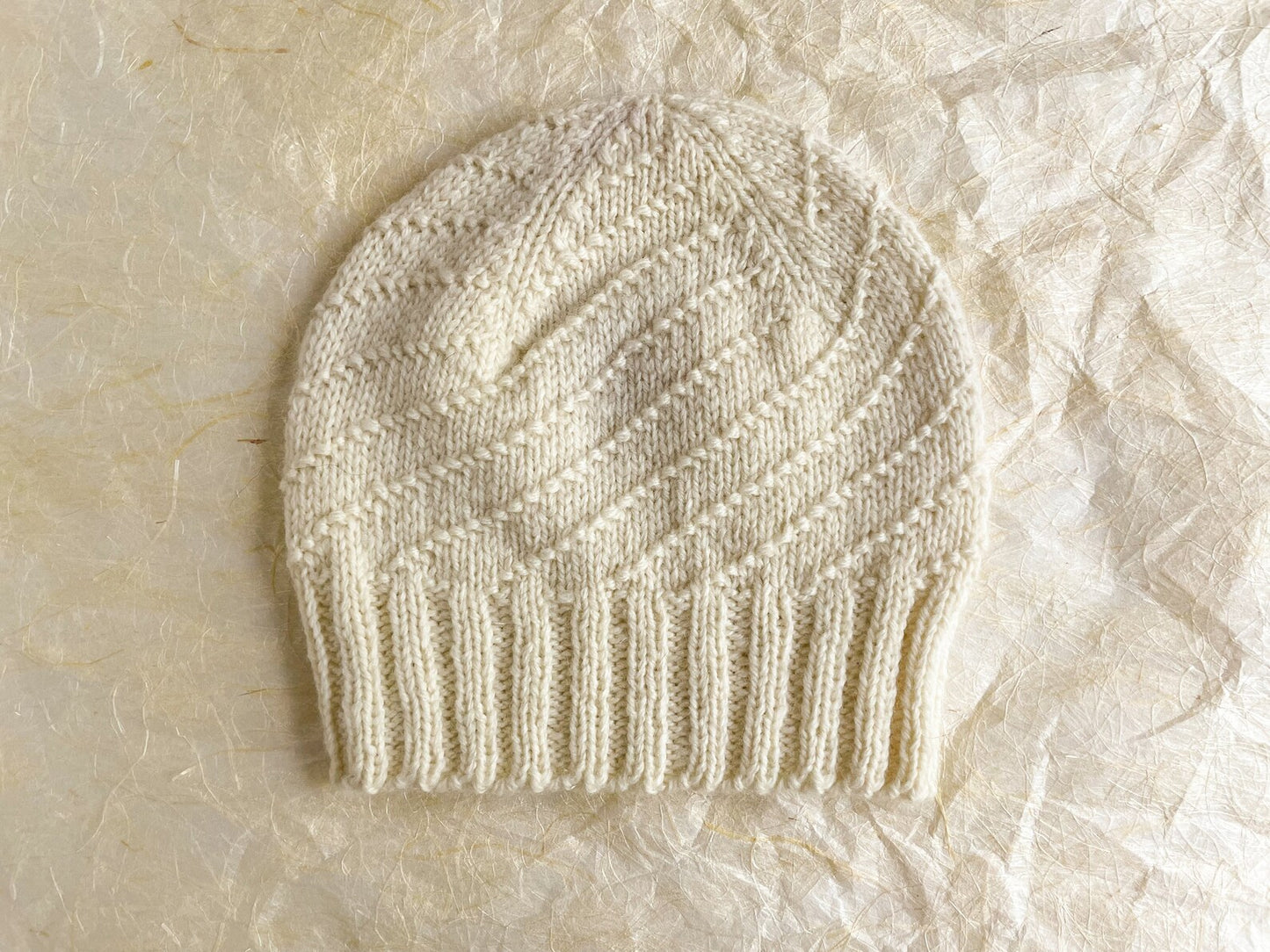 Handmade Snowy Spiral Beanie Using 100% Recycled Wool