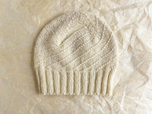Handmade Snowy Spiral Beanie Using 100% Recycled Wool