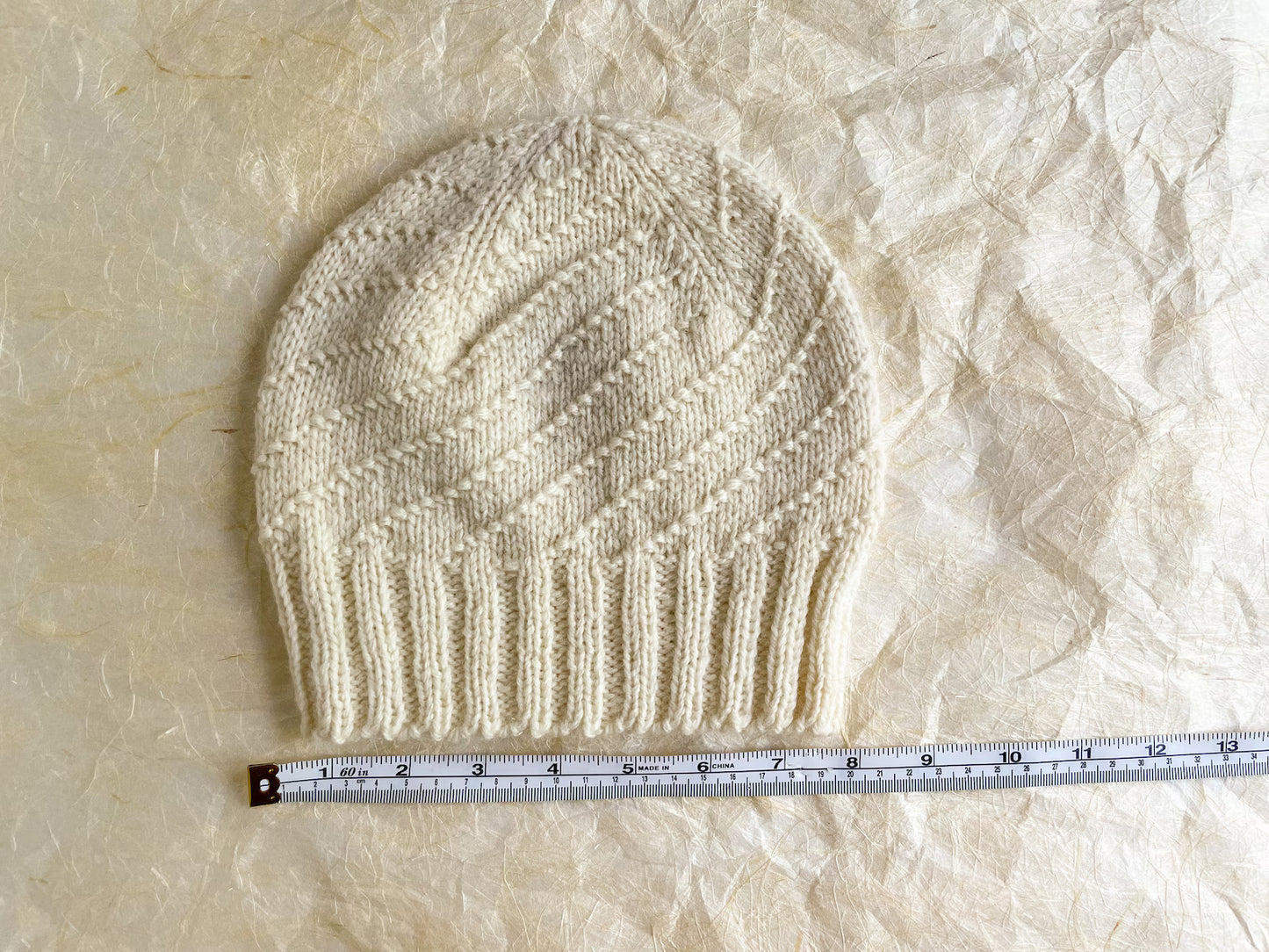 Handmade Snowy Spiral Beanie Using 100% Recycled Wool