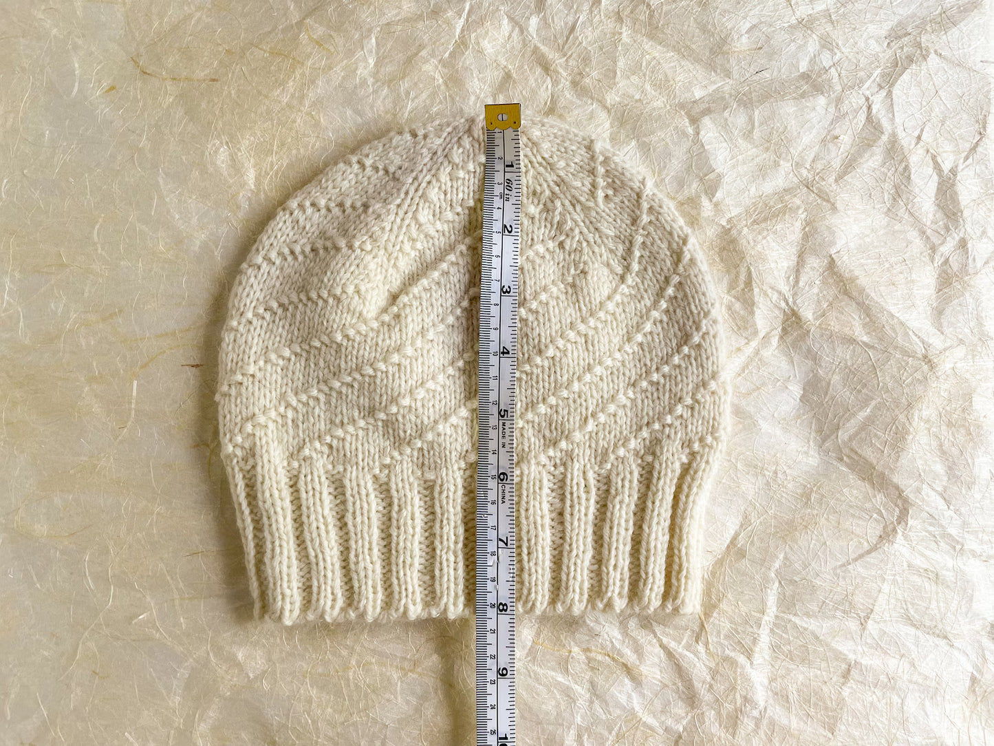 Handmade Snowy Spiral Beanie Using 100% Recycled Wool