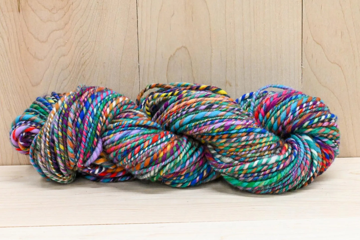 Handspun Colorful Peacock Yarn Using 100% Hand-Blended Wool