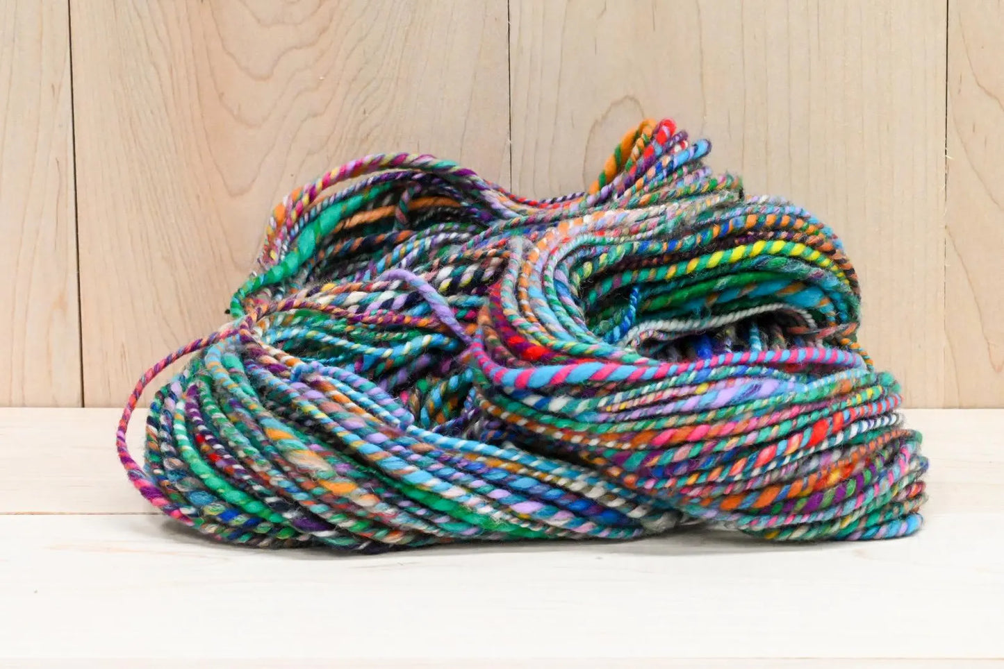 Handspun Colorful Peacock Yarn Using 100% Hand-Blended Wool