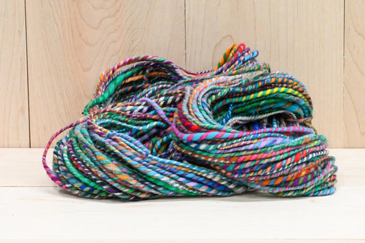 Handspun Colorful Peacock Yarn Using 100% Hand-Blended Wool