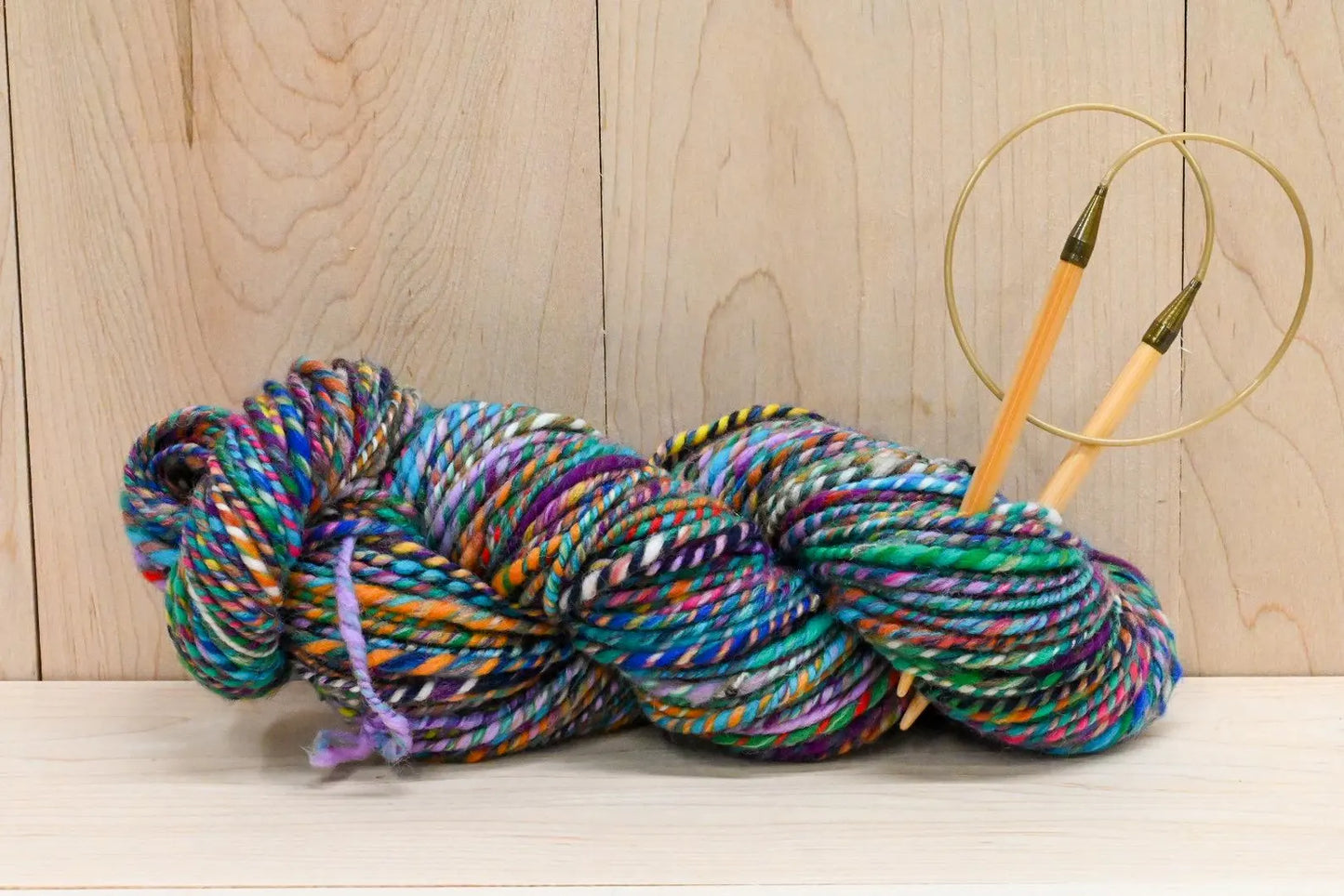 Handspun Colorful Peacock Yarn Using 100% Hand-Blended Wool