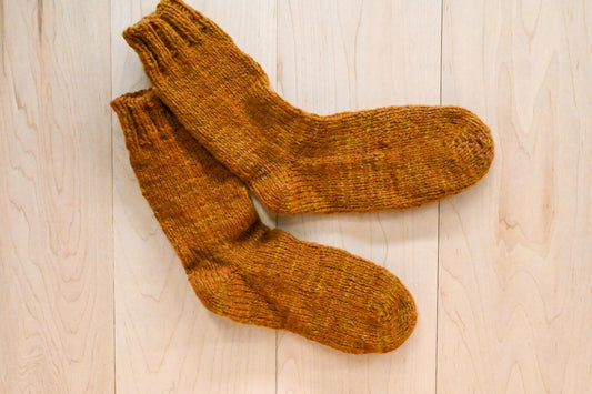 Handmade Tonal Browns Socks Using 100% Small-Farm Wool