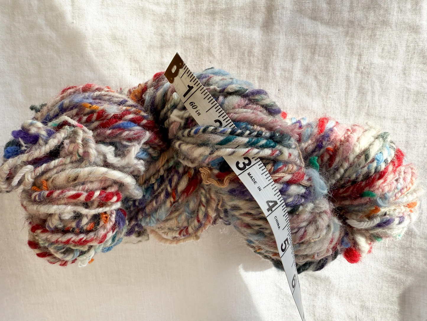 Handmade Dusty Multicolor Art Scrap Yarn Using 100% Recycled and Secondhand Materials