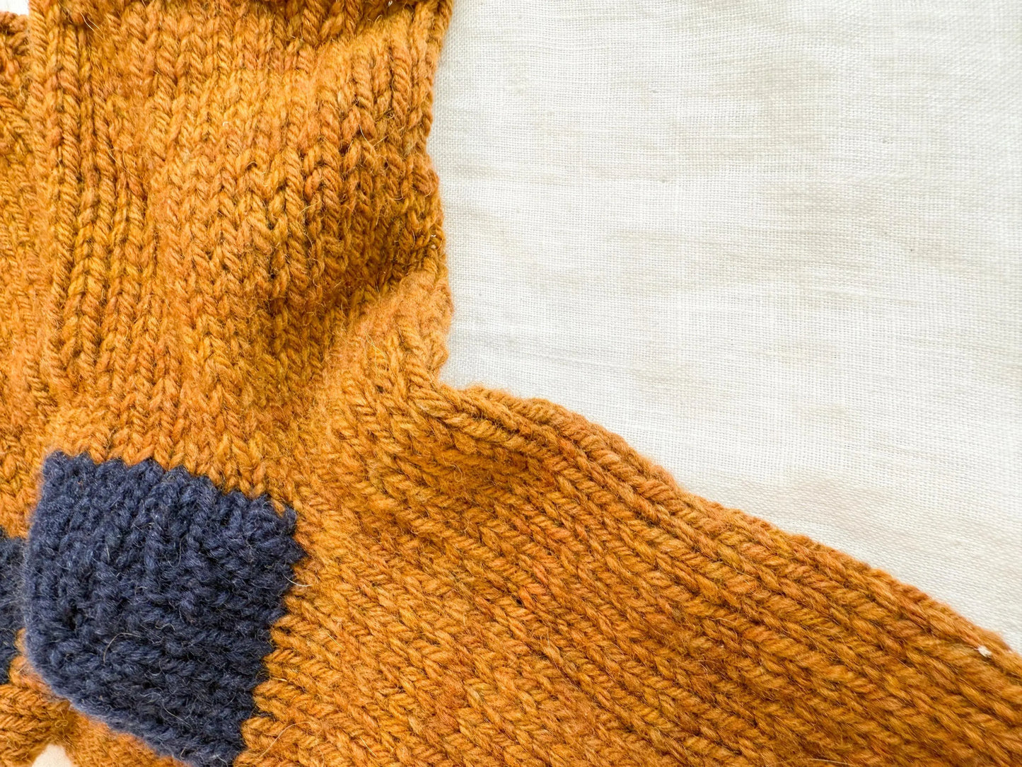 Handmade Brown and Navy Wool Socks Using 100% Small-Farm Wool