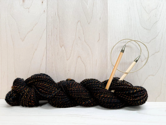 Handspun Dark Forest Marled Wool Blend Yarn