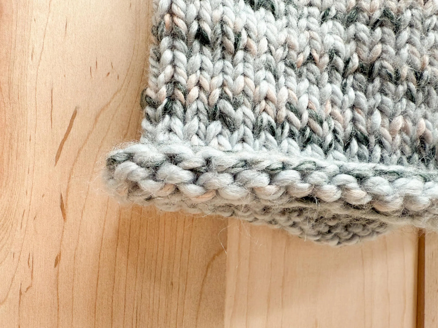Handmade Machine Washable Foggy Beanie Using 100% Secondhand Wool Blend Yarn