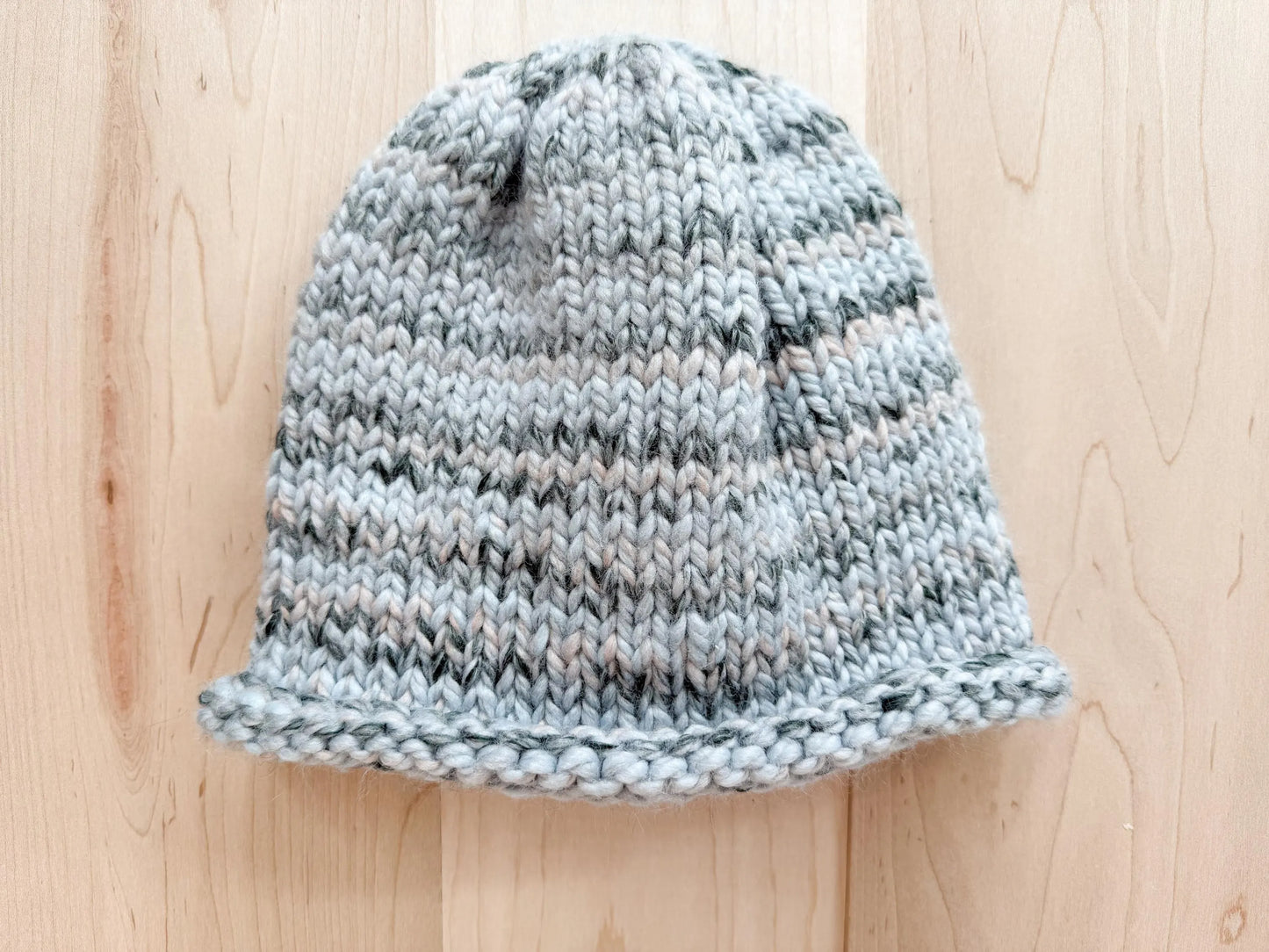 Handmade Machine Washable Foggy Beanie Using 100% Secondhand Wool Blend Yarn