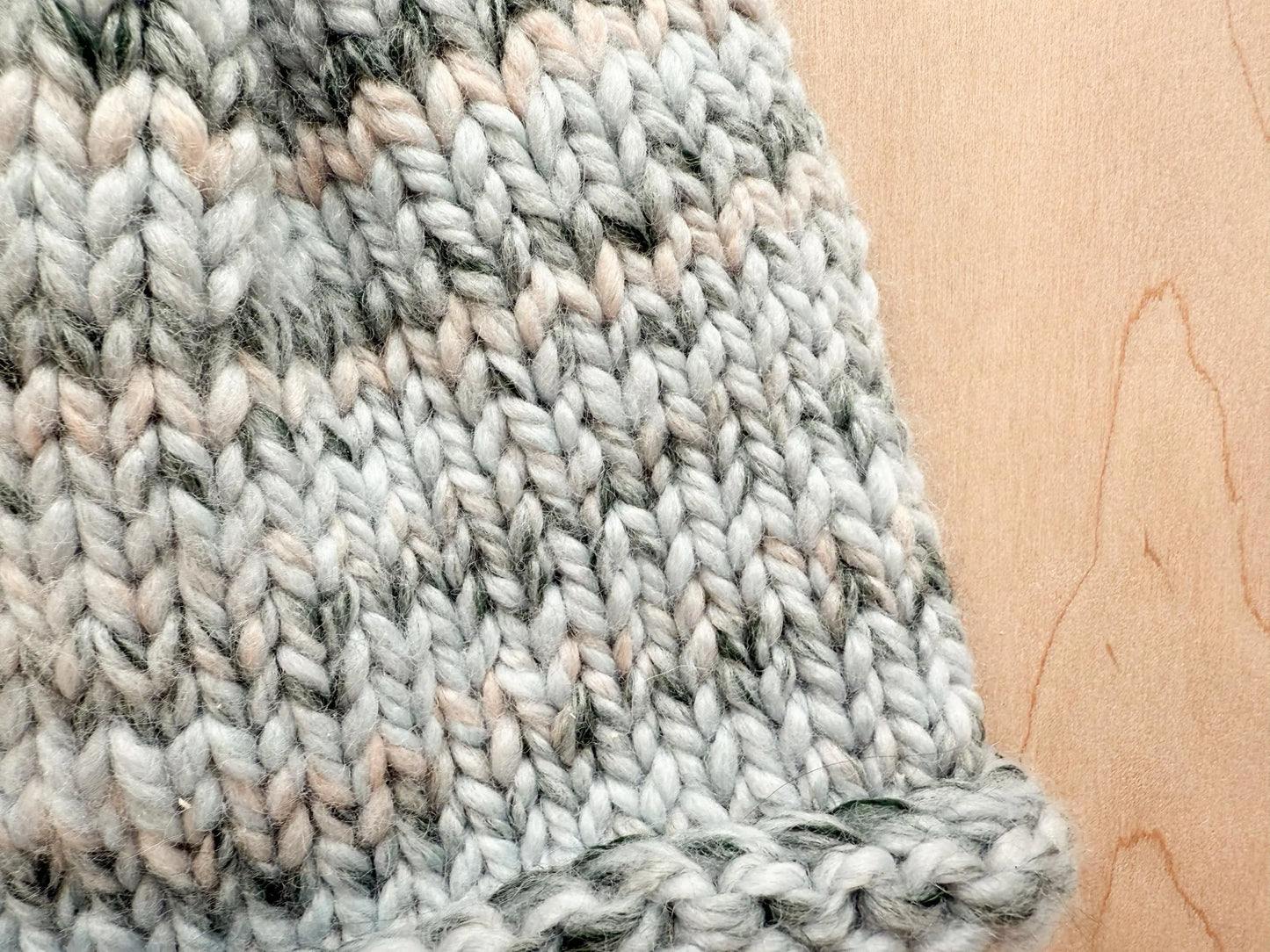 Handmade Machine Washable Foggy Beanie Using 100% Secondhand Wool Blend Yarn