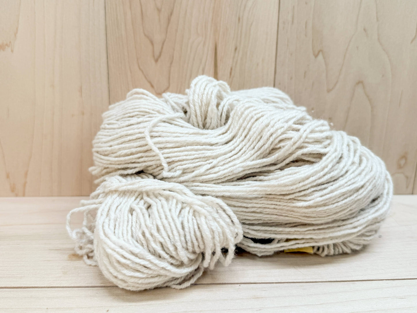 Handspun Creamy White DK Yarn Using 100% Recycled Wool