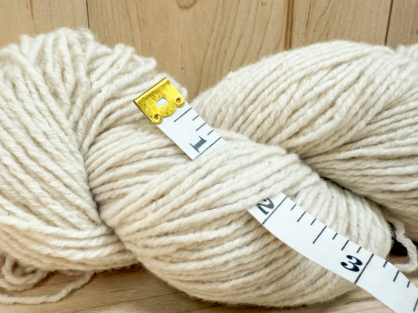 Handspun Creamy White DK Yarn Using 100% Recycled Wool