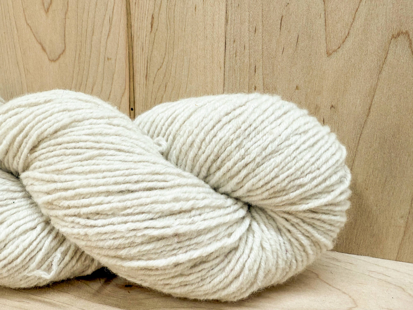 Handspun Creamy White DK Yarn Using 100% Recycled Wool