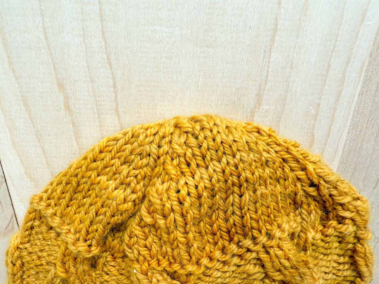Handmade Golden Mustard Cable Beanie Using 100% Wool