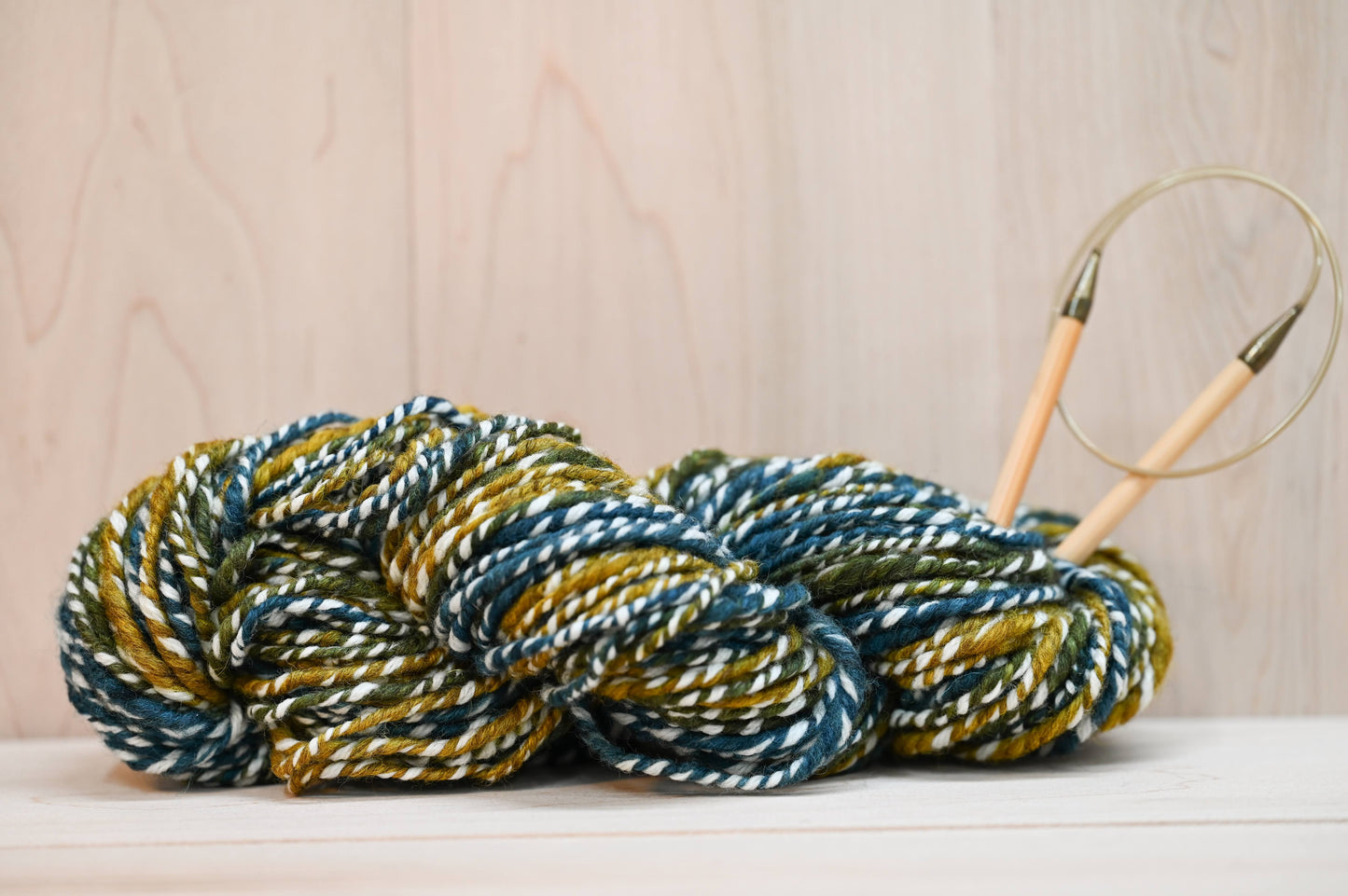 Handspun Sparkling Pond Water Yarn Using Recycled Wool