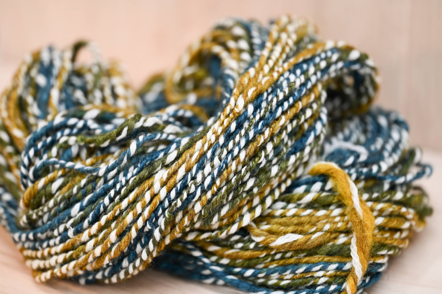 Handspun Sparkling Pond Water Yarn Using Recycled Wool