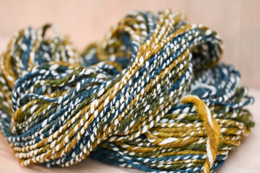 Handspun Sparkling Pond Water Yarn Using Recycled Wool