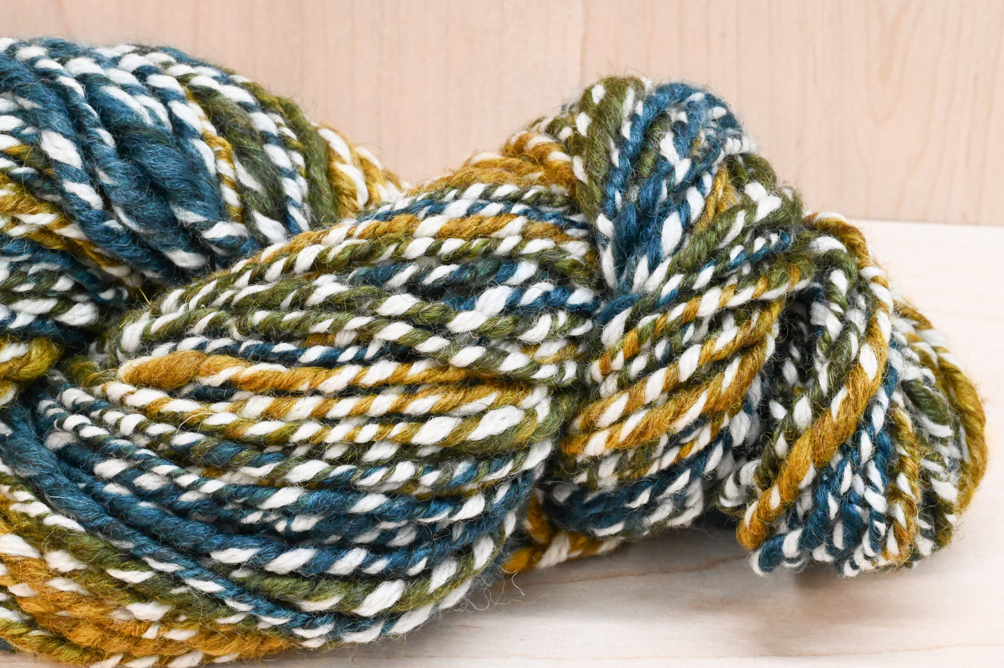 Handspun Sparkling Pond Water Yarn Using Recycled Wool