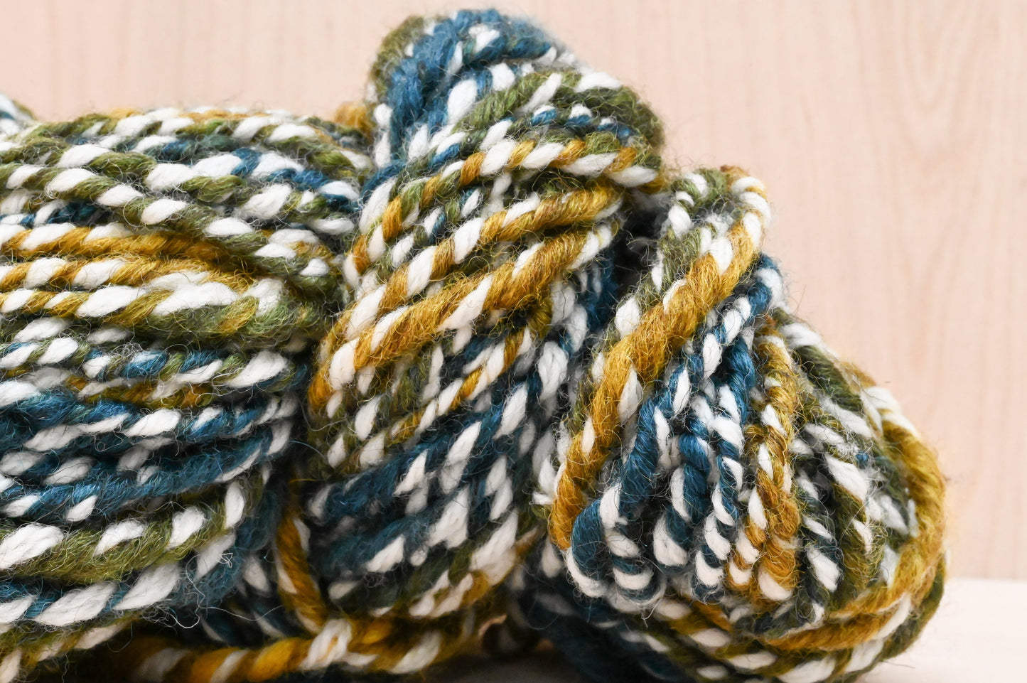 Handspun Sparkling Pond Water Yarn Using Recycled Wool